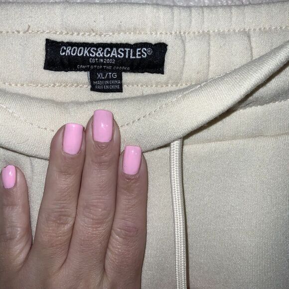 CROOKS & CASTLES LOGO SWEATPANT JOGGERS WHITE - XL - Picture 4 of 4